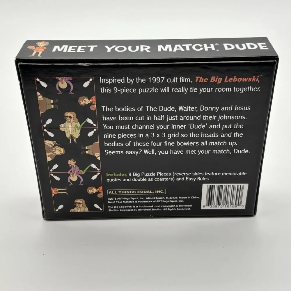 The Big Lebowski Meet Your Match Dude Puzzle Game Coasters Adult Complete.